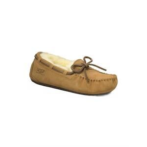 NEW UGG women's dakota shearling logo slippers in chestnut